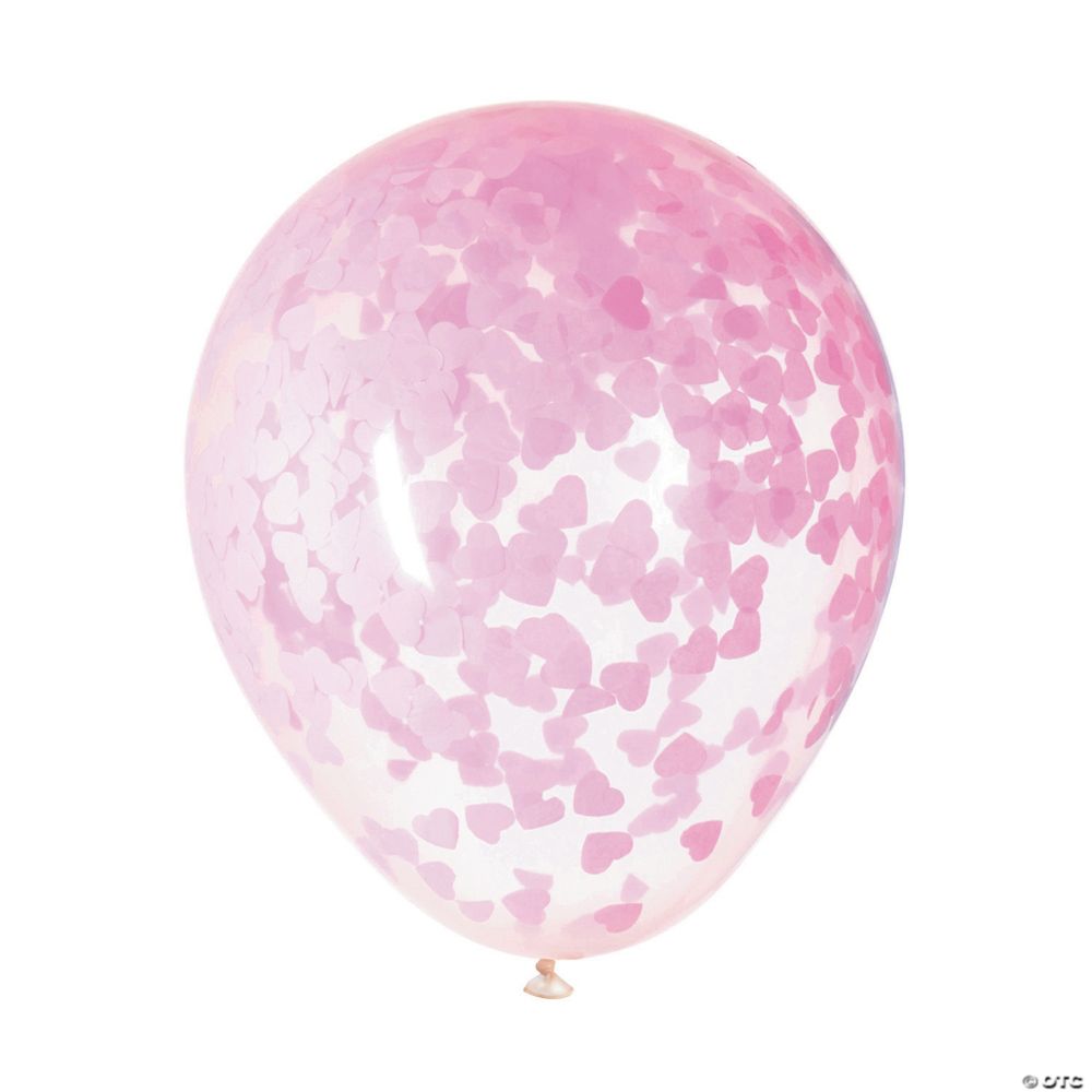 Pink Confetti 16" Latex Balloons - 5 Pc.