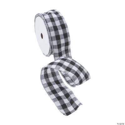 Black & White Buffalo Check Ribbon 2" Oriental Trading