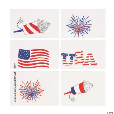 Bulk 72 Pc. Fourth of July Temporary Tattoos - Discontinued