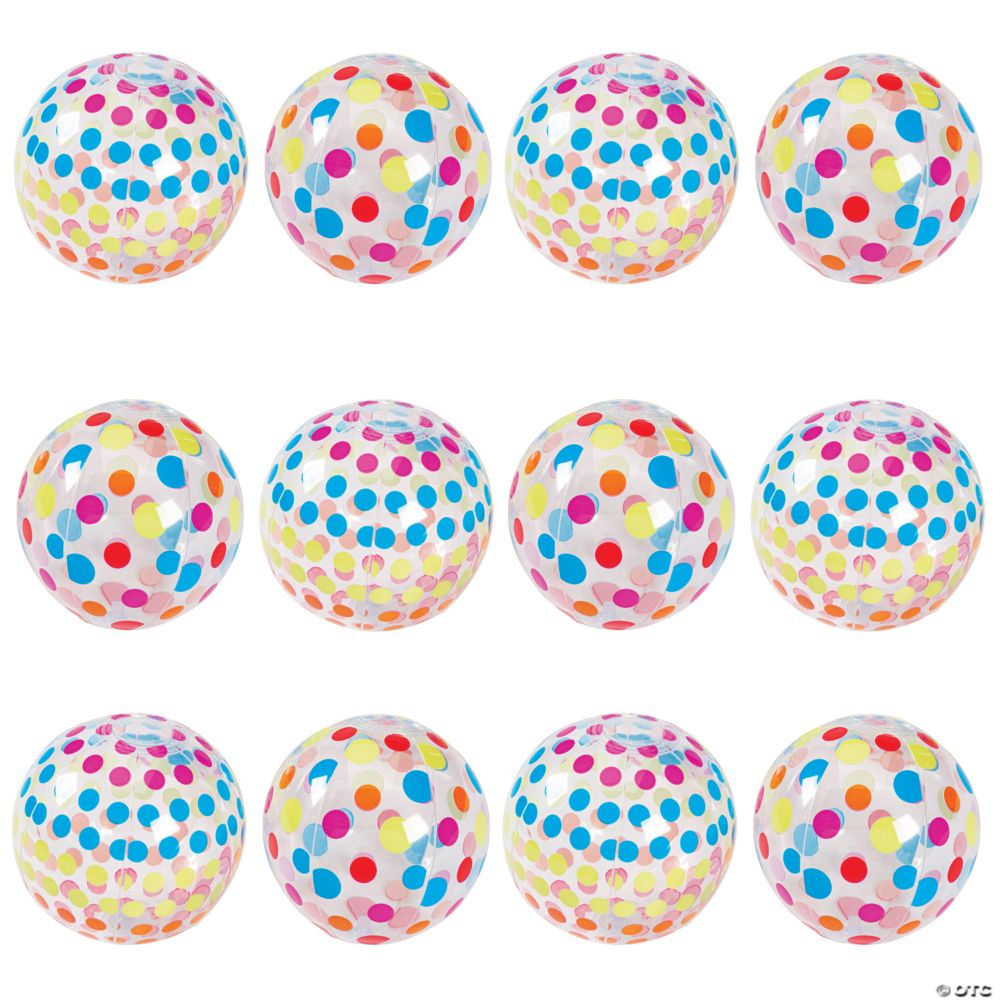 Inflatable 5" Polka Dot Mini Beach Balls - 12 Pc. Clear