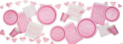 Pink Heart Baby Shower Party Supplies
