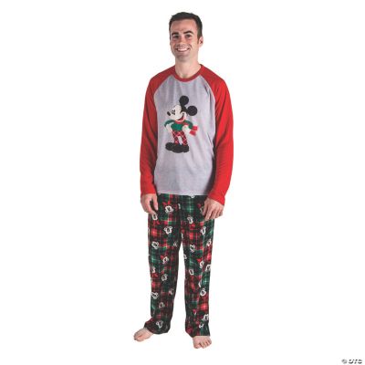 Men’s Plaid Mickey Mouse Dad Pajamas Small Oriental Trading