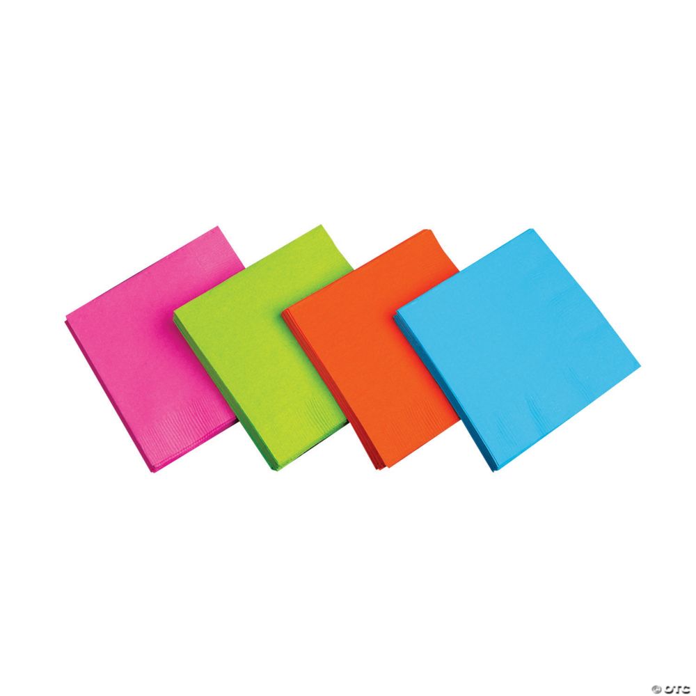 48 Pc 65 Bulk 4Color Neon Luncheon Napkins