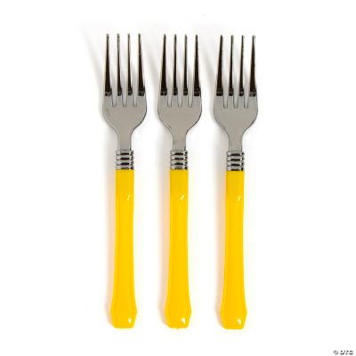 Yellow Premium Plastic Forks Oriental Trading