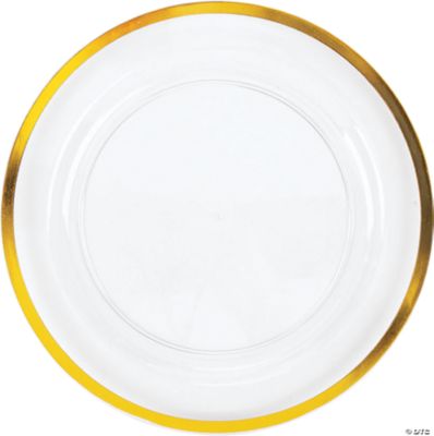 Premium Clear Plastic Dessert Plates with Gold Trim - 25 Ct.
