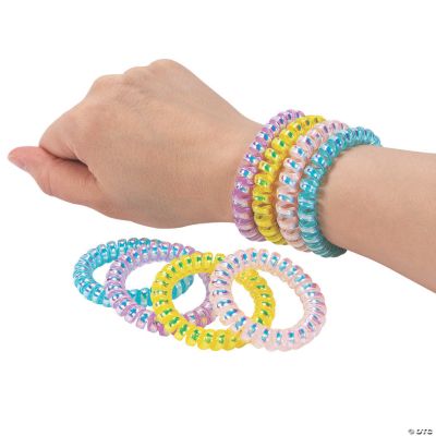 Iridescent Phone Cord Spiral Bracelet Assortment - Jewelry - 12 Pieces ...