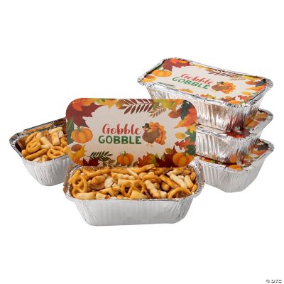 WorldBazaar Thanksgiving Aluminum Food Containers with Lids 24PCS  Thanksgiving Leftover Containers with Lids 2 Size Disposable Turkey  Aluminum