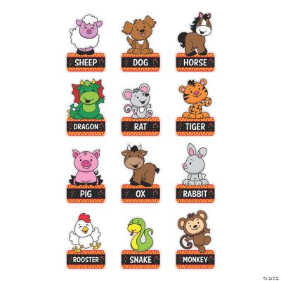 Lunar New Year Zodiac Animal Cutouts - 12 Pc.