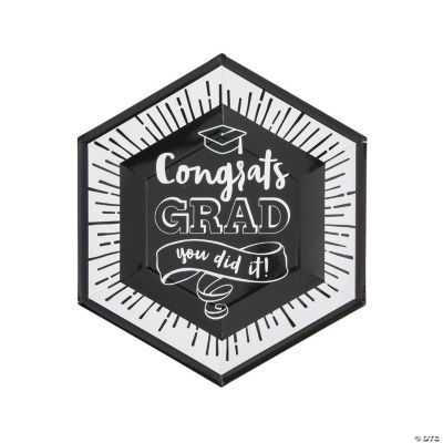 Black and White Congrats Grad Paper Dinner Plates 8 Ct. Oriental Trading