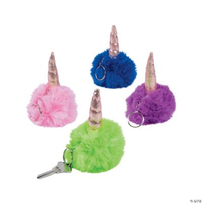 REAL SIC Unicorn Pom Pom Keychain - Faux Fur Fluffy Fuzzy Charm For Women &  Girls