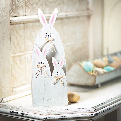 Set of 4 Easter Hanging Decorations Easter Sign, Chicks, Bunny Rabbits, Eggs 