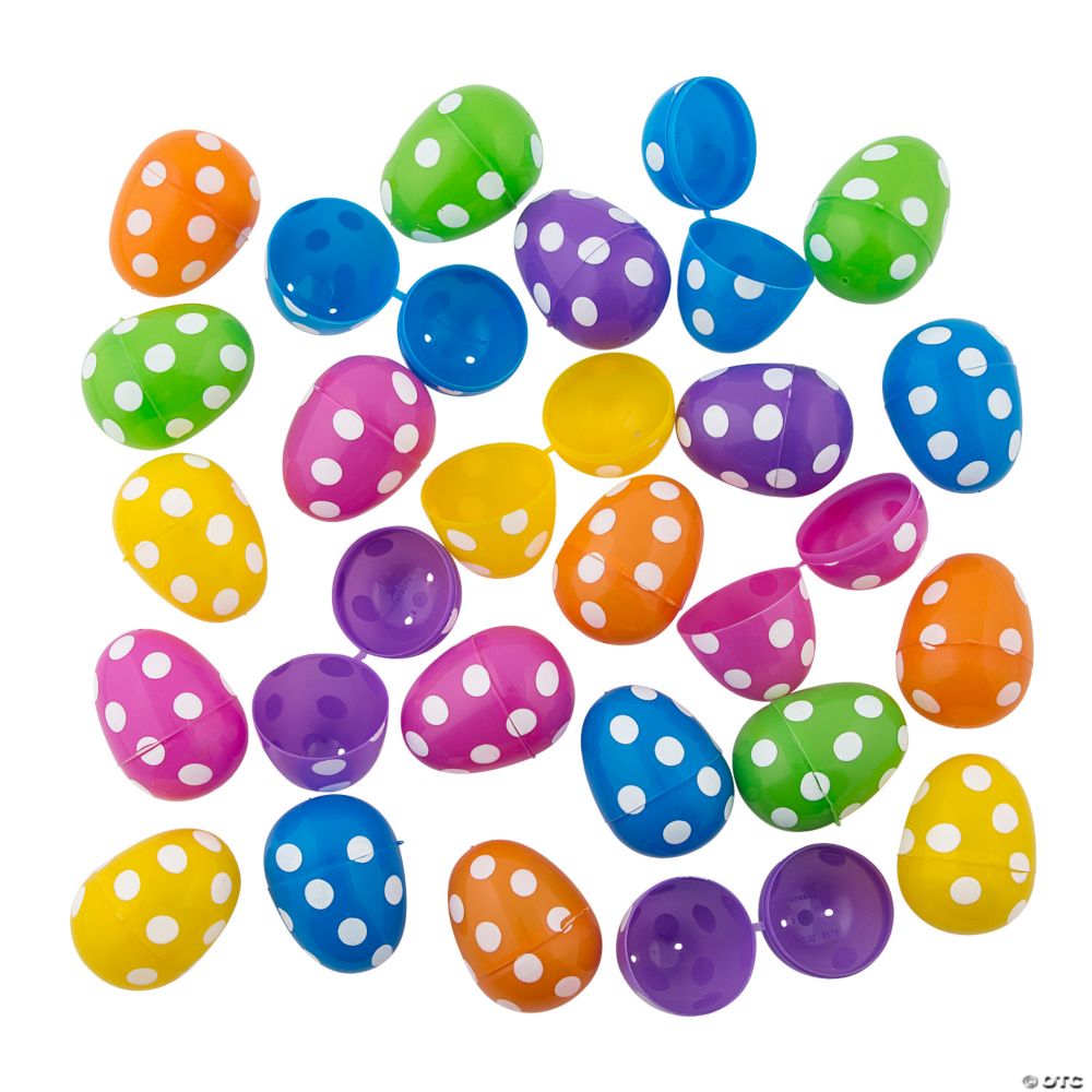 144 Pc 2.5" Bulk Bright Polka Dot Plastic Easter Eggs