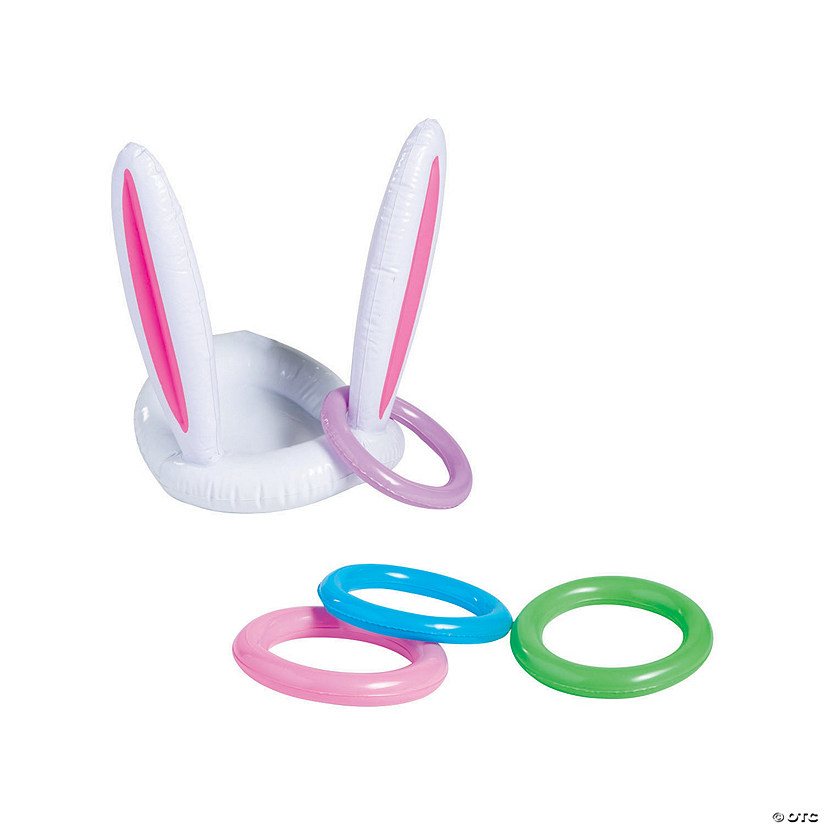 Satkago Inflatable Bunny Ears Ring Toss Game with 14pcs Rings Easter Party Favor Supplies Indoor Outdoor Easter Games for Kids Family