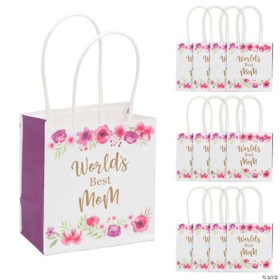 4 1/2 x 4 3/4 Small Mother's Day Paper Gift Bags - 12 Pc