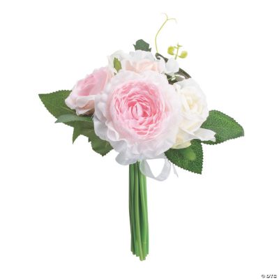 Pink Rose & Hydrangea Faux Floral Bouquet Oriental Trading