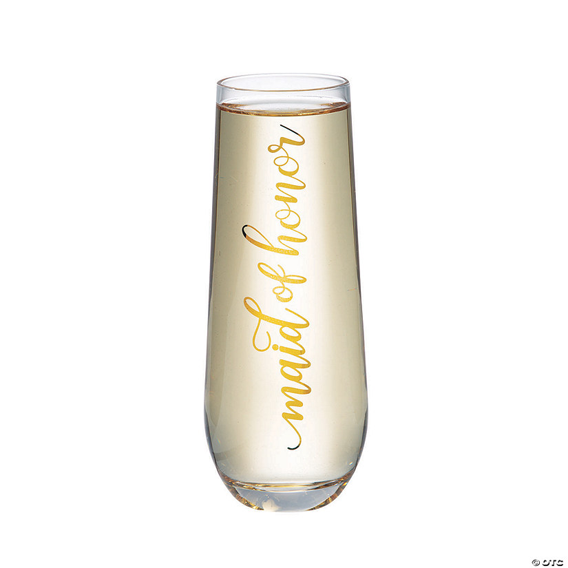 Bridesmaid Rose Gold Stemless Champagne Flute 