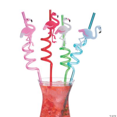 10PCS Summer Straw Party Hanging Card Flamingo Fruit Series Straw 19cm  Cartoon Style Decoration Drink Straw