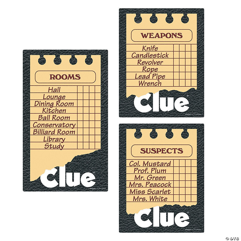 Clue Game Sheet Cutout Decorations