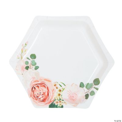 Blush Floral Paper Dessert Plates 8 Ct. Oriental Trading