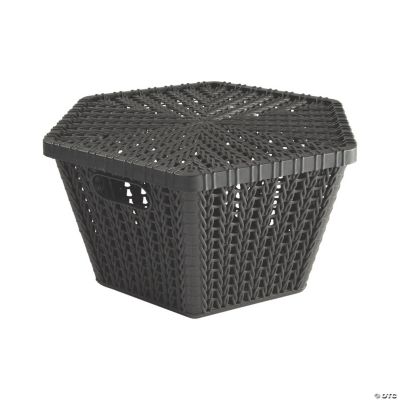 Black Hexagon Woven Storage Baskets with Lid Oriental Trading