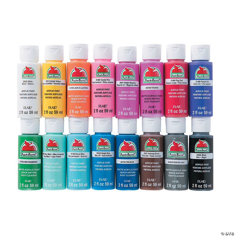 Apple Barrel Assorted Colors Acrylic Paint 16 Pc Oriental Trading - List Of All Apple Barrel Acrylic Paint Colors
