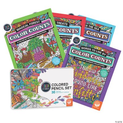 Color by Number Color Counts Glitter: Set of 4 with 36 Pencils