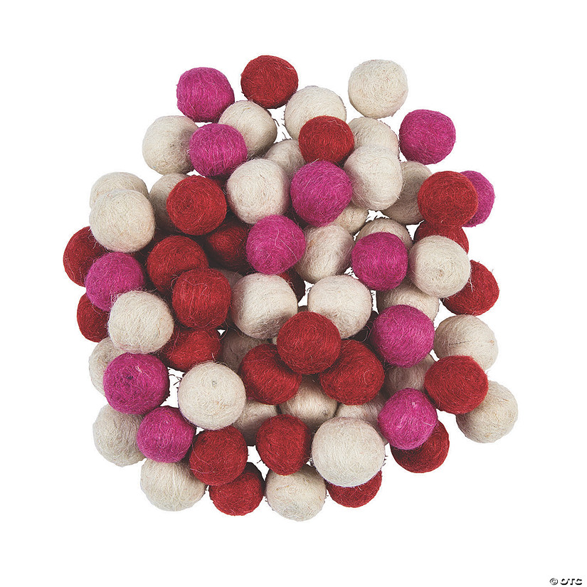 Bulk 120 Pc. Valentine Wool Felt Pom-Poms | Oriental Trading