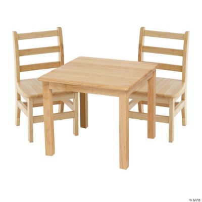 24in Square Hardwood Table with 22in Leg and Two 14in Chairs