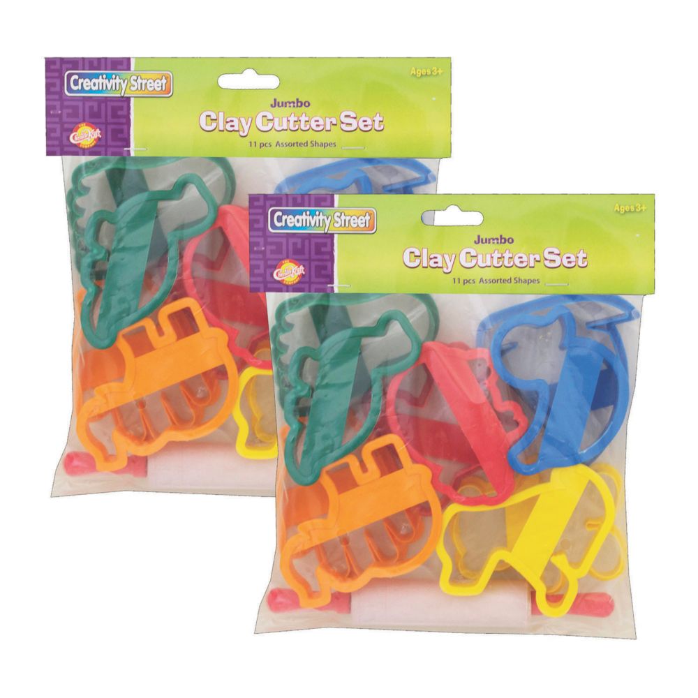 Creativity Street® Jumbo Dough & Clay Cutter Set with Rolling Pin, Assorted Shapes, Approx. 4", 40 Pieces From MindWare
