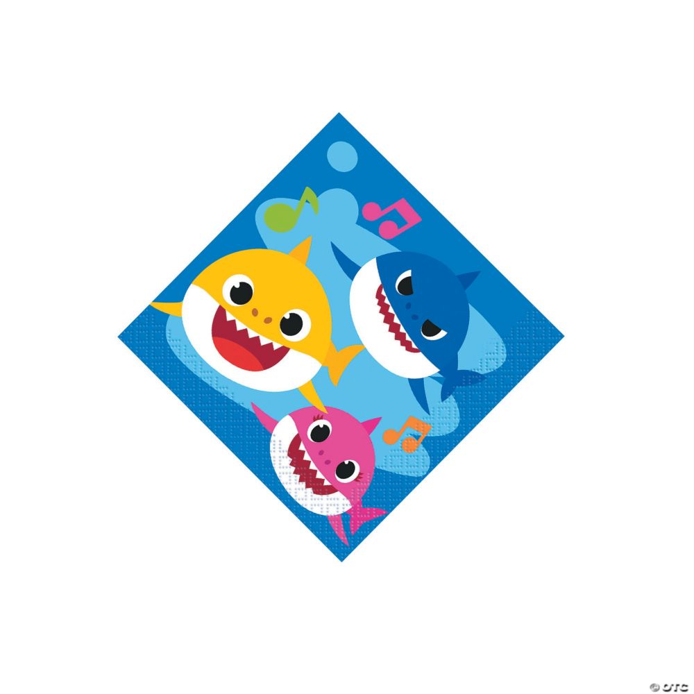 16 Pc 5 Baby Shark Party Beverage Napkins