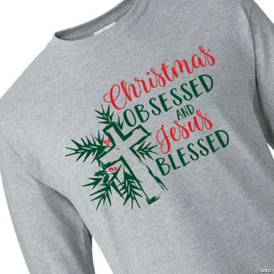 gennemsnit Skabelse fortvivlelse Christmas Obsessed & Jesus Blessed Adult's T-Shirt | Oriental Trading