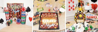  Casino Party Supplies - Serves 16 - Casino Theme Party  Decorations for Men/Adults Includes Casino Party Plates Poker Paper Plates  Cups Napkins and Straws for Poker Night Las Vegas Party Decorations 