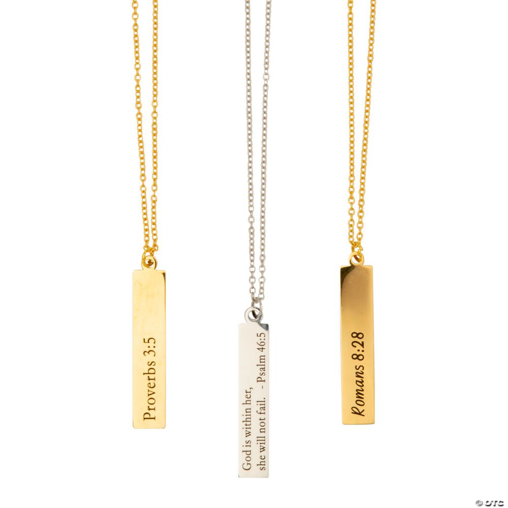 Bar Necklaces with Religious Verse - 3 Pc.