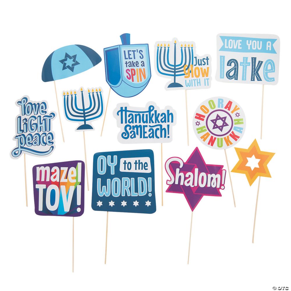 12 Pc Hanukkah Photo Stick Props