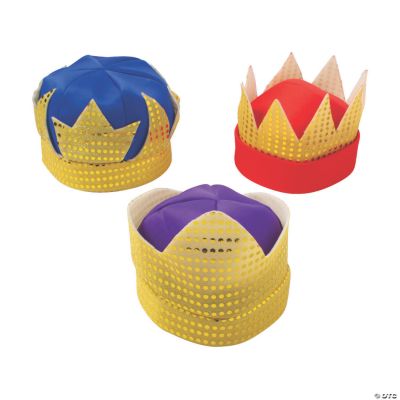 Adult’s Deluxe Kings’ Crowns with Sequins - 3 Pc.