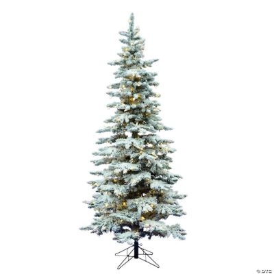 Vickerman 6.5' Flocked Utica Fir Slim Christmas Tree with Warm White ...