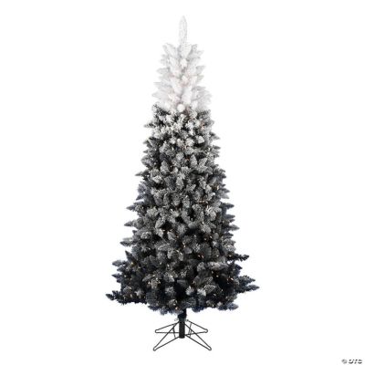 Vickerman 7.5' x 44" Frosted BlackWhite Ombre Christmas Tree with Warm