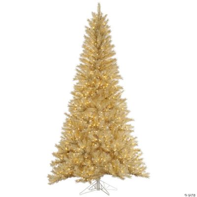 Vickerman 7.5' WhiteGold Tinsel Christmas Tree with Clear Lights
