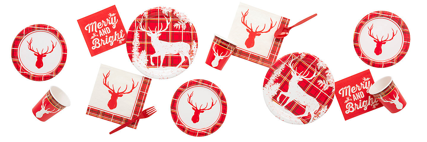 Plaid Deer Holiday Party Supplies