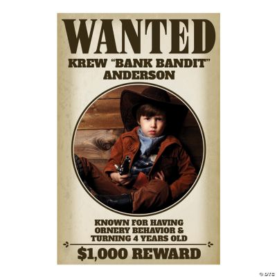 Custom Photo Western Wanted Sign | Oriental Trading