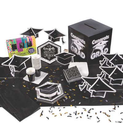 Black & White Congrats Grad Tableware Kit for 24 Guests