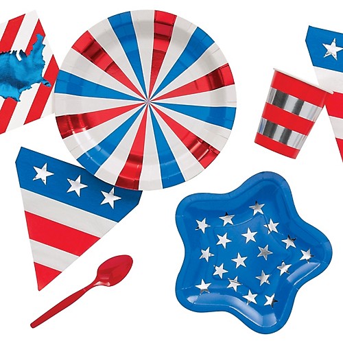 Pandecor 4th of July Party Supplies,50 PCS USA 4th of July Patriotic Disposable Paper Dessert Plates 7 Inch Cake Plates for