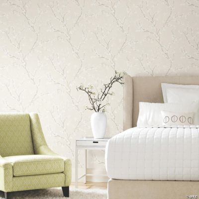 Beige Cherry Blossom Peel & Stick Wallpaper | Oriental Trading