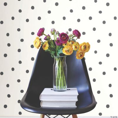 Dots Black Peel & Stick Wallpaper Oriental Trading