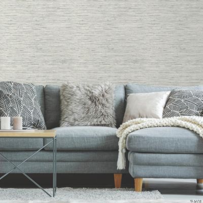 Grasscloth Grey Peel & Stick Wallpaper | Oriental Trading