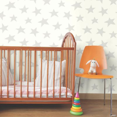 Star- Grey Peel & Stick Wallpaper | Oriental Trading