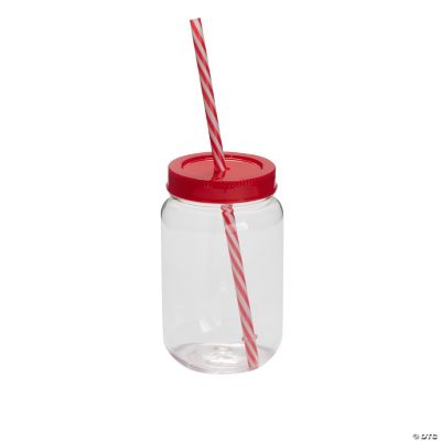 Glass Jar Cups with Lids and Stainless Steel Straws Drinking