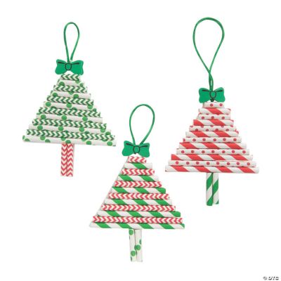 Paper Straw Christmas Tree Ornament Craft Kit  Makes 12  Oriental Trading