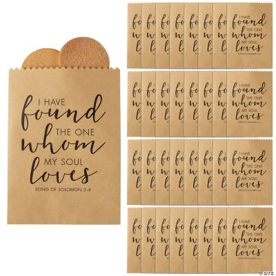 5 3/4" x 8" Bulk 50 Pc. Religious Wedding Kraft Paper Treat Bags