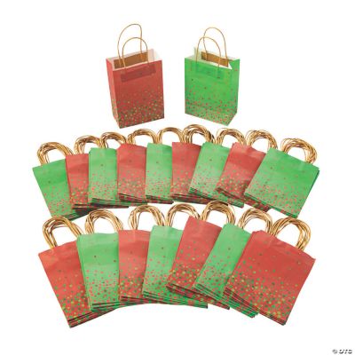 Bulk Medium Christmas Sprinkle Kraft Paper Gift Bags 180 Pc.